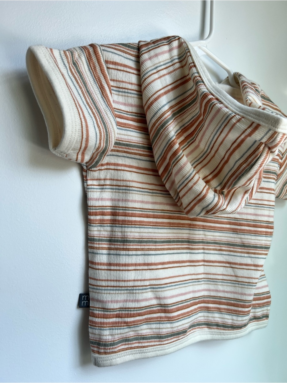 Modern Moments Organic Cotton Hooded Ribbed Stripe Tee 12 Months NWT
